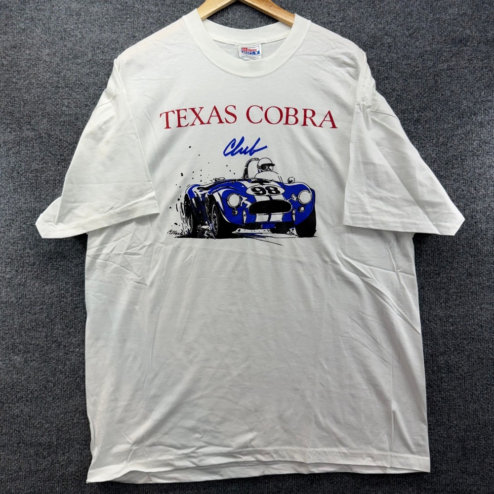 Vintage Texas Cobra Club T Shirt Mens XL White‎ Graphic Tee Car Racing